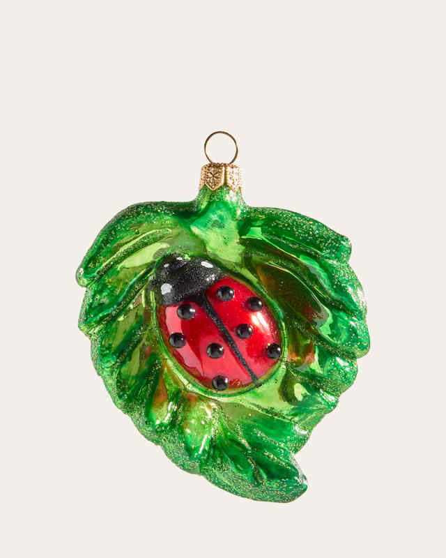 Ladybug Leaf Christmas Ornament